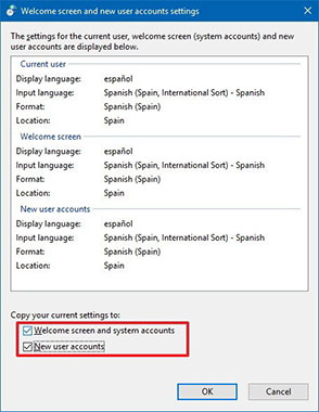 نصب و تنظیم زبان در ویندوز 10:  ذخیره تنظیمات منطقه زمانی در تغییر زبان ویندوز 10